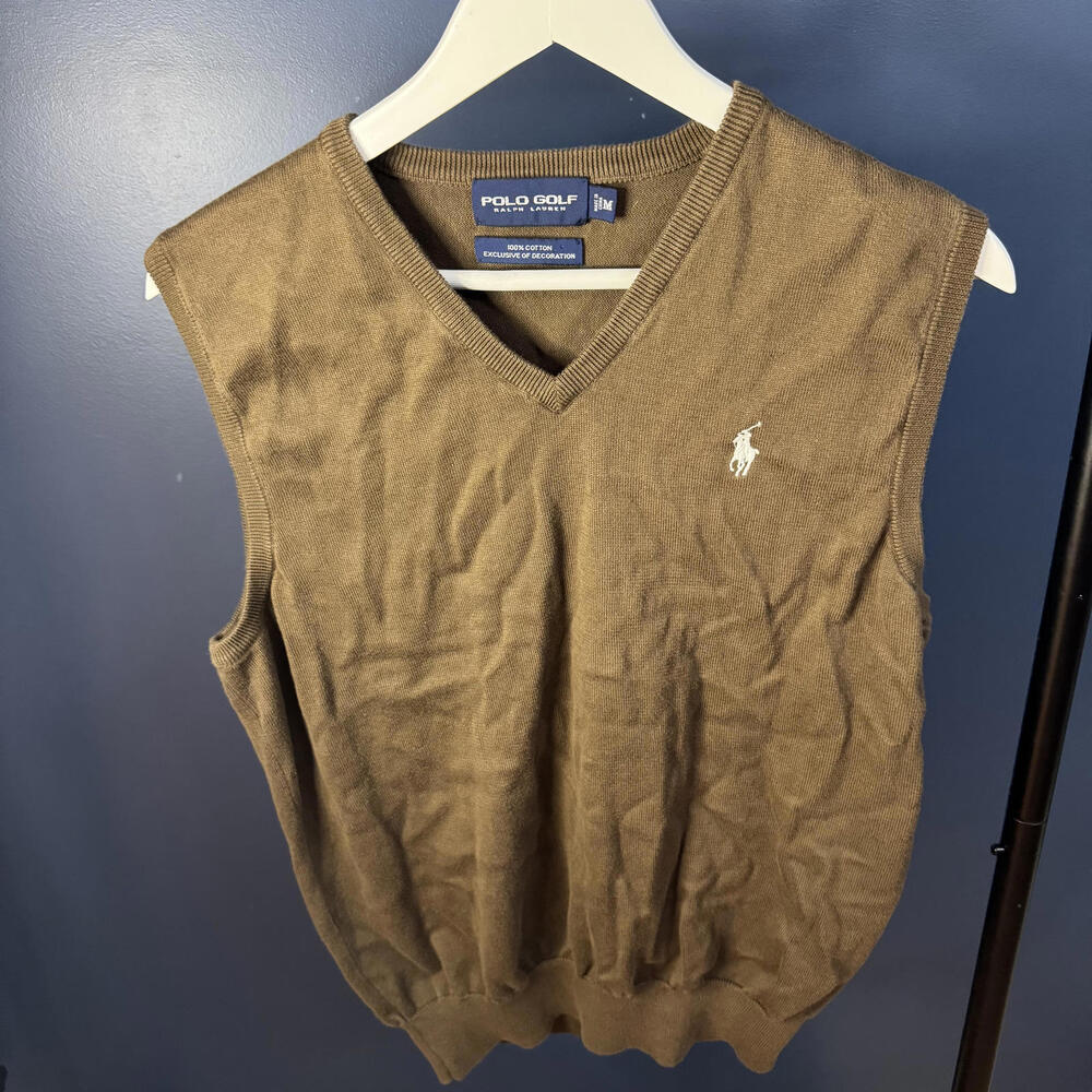 Ralph Lauren Polo Golf Brown Cotton Sweater Vest M – Vintage Style